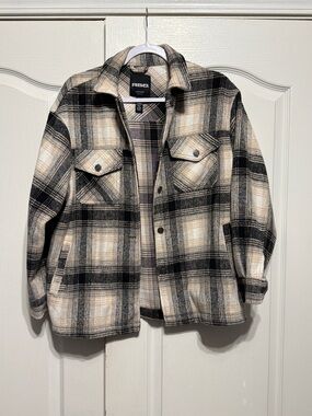 RSQ Black and Cream Plaid Shacket